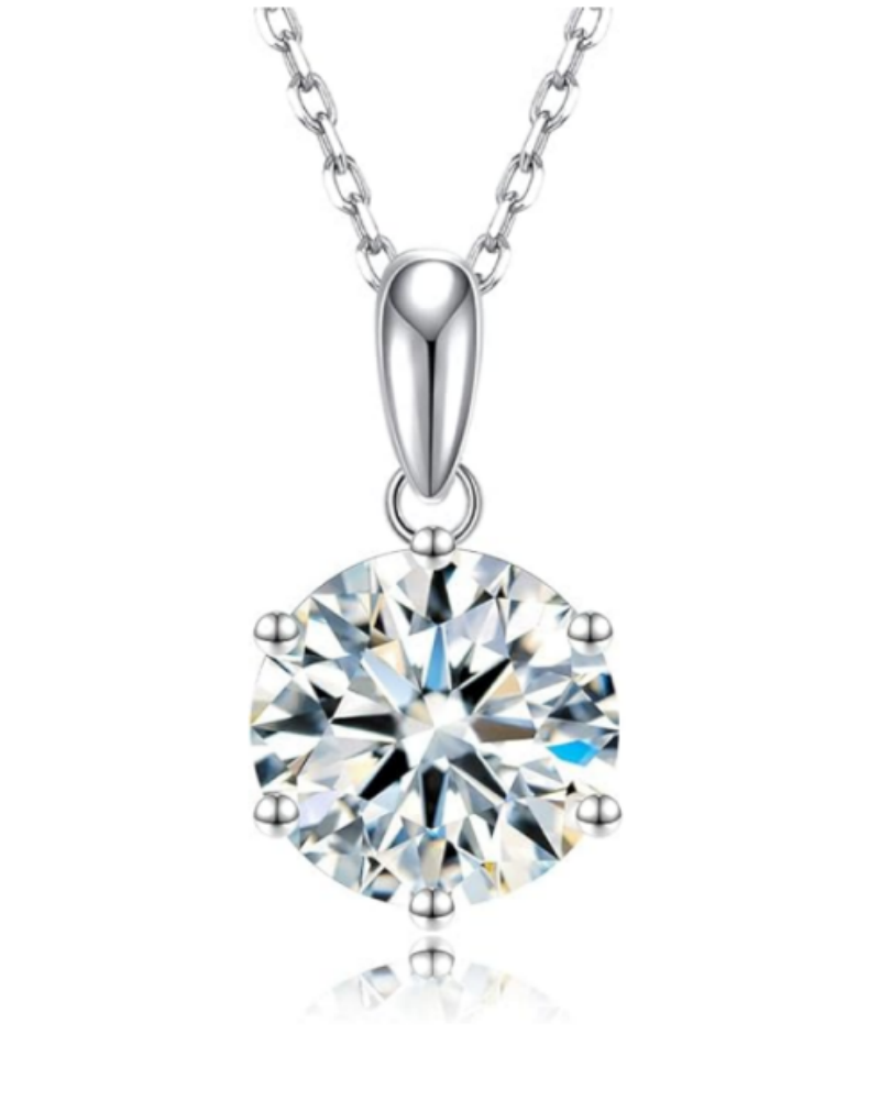 1-5CT Moissanite Pendant Necklace 18K White Gold Plated silver D Color Ideal Cut Diamond Necklace for Women with Certificate of Authenticity