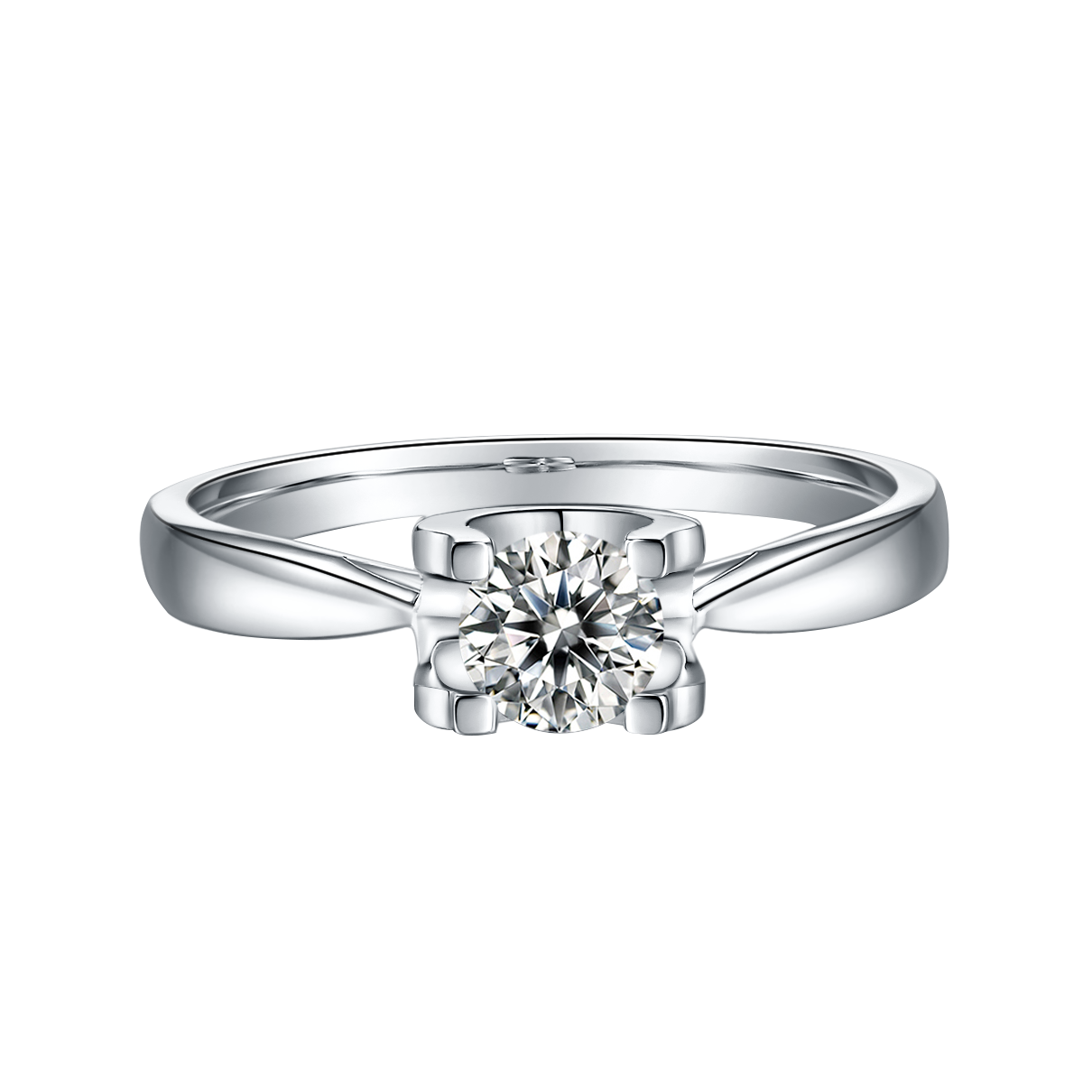 Classic Bull Head Four Prongs Laboratory Diamond Solitaire Ring