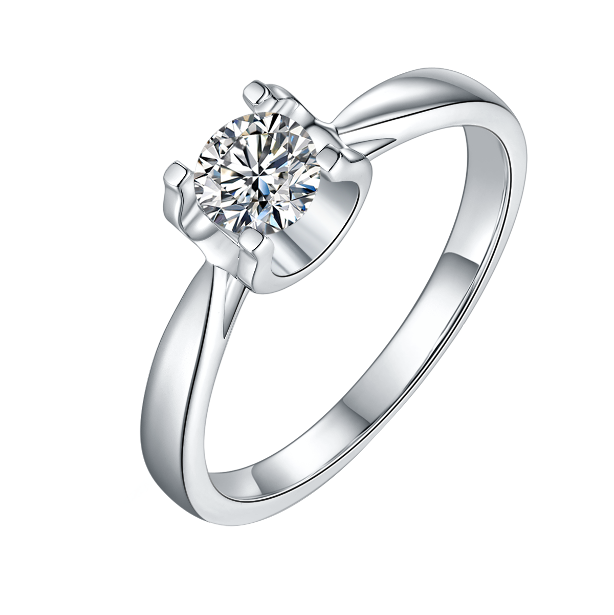 Classic Bull Head Four Prongs Laboratory Diamond Solitaire Ring