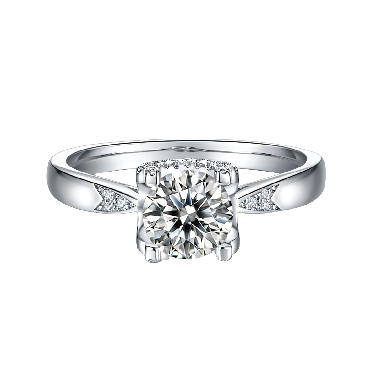 Four Prong Lab-Grown Diamond Classic Bullhead Engagement Ring