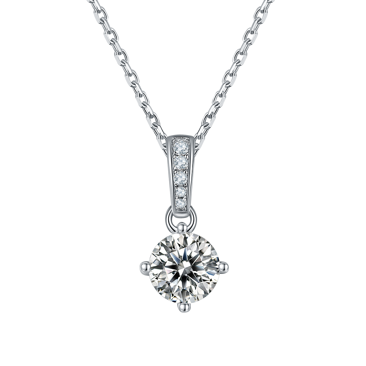 Classic Four-Prong Round Lab-Grown Diamond Necklace