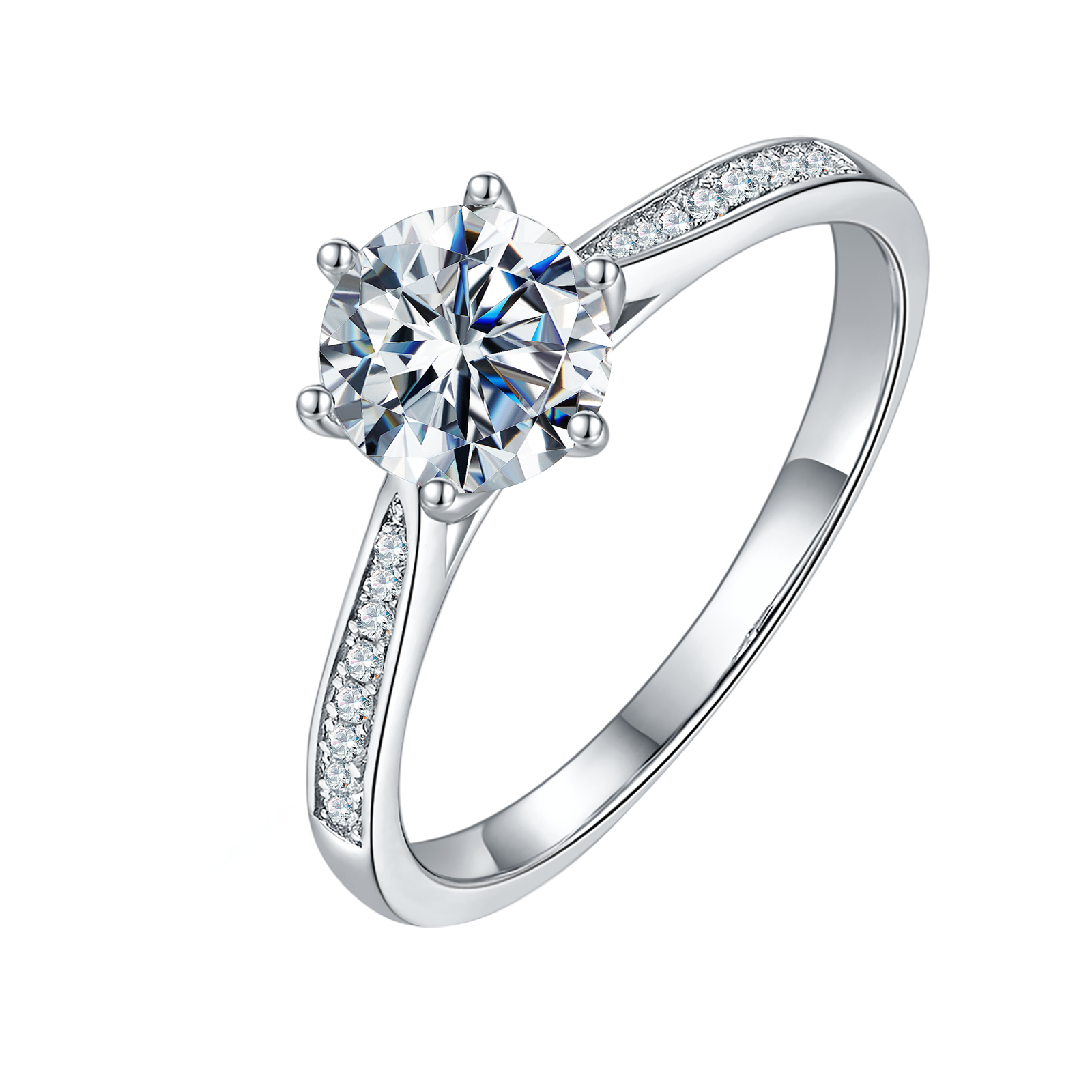 Classic Six Prong Orbital Set Round Lab Diamond Engagement Ring