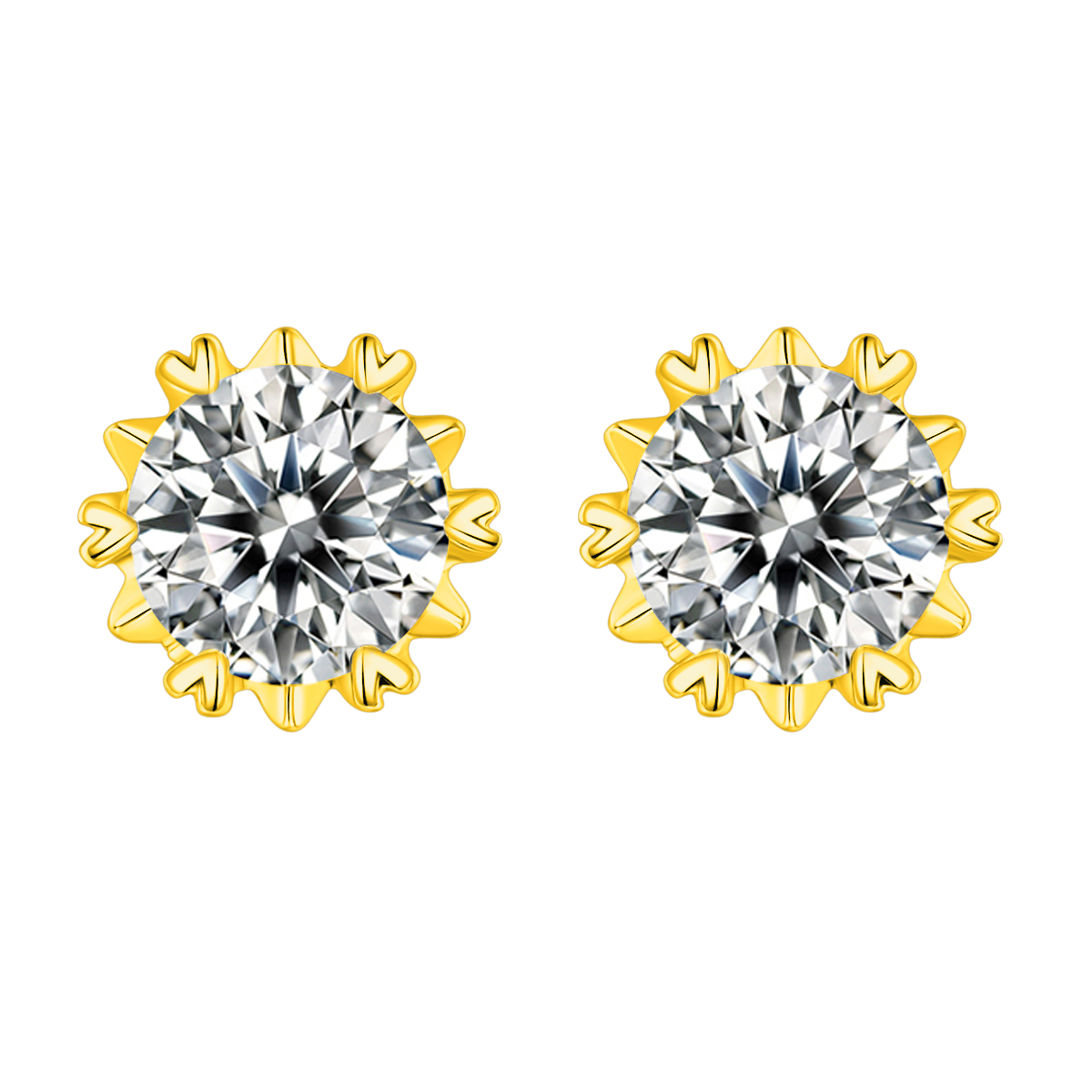 Classic Snowflake Solitaire Diamond Stud Earrings