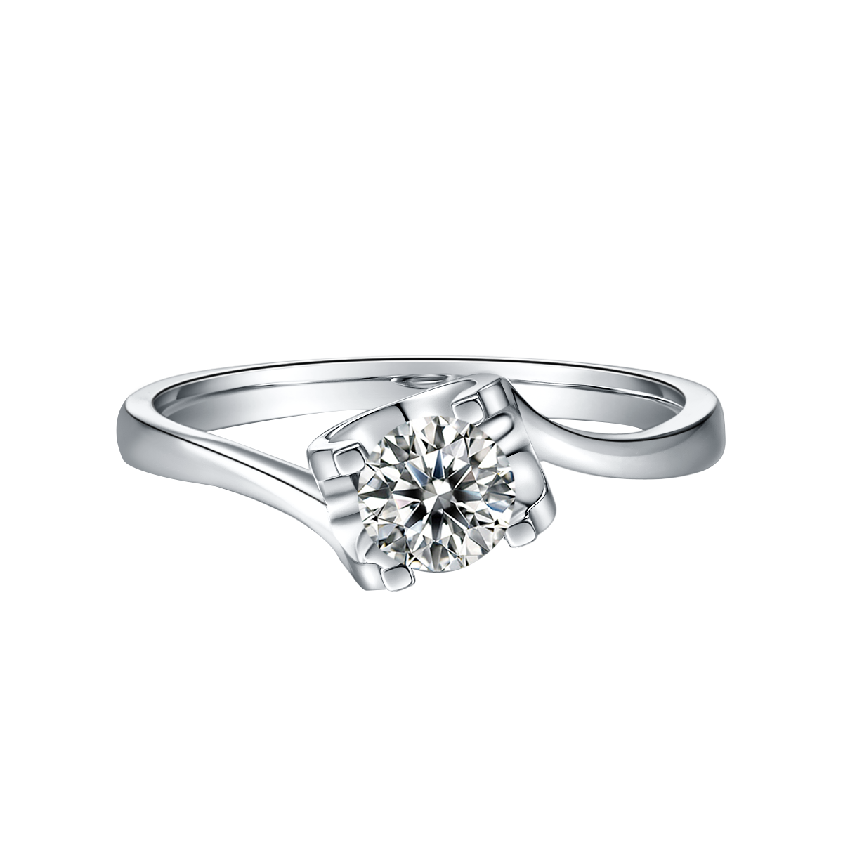 Classic bull head twisted arm solitaire ring.