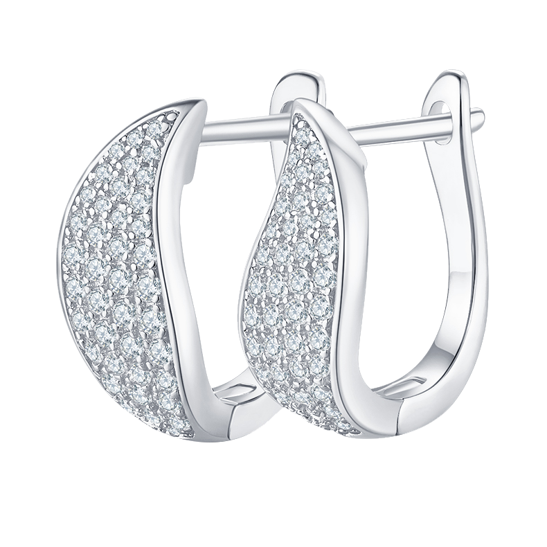 Crescent Round Lab-Grown Diamond Hoop Earrings