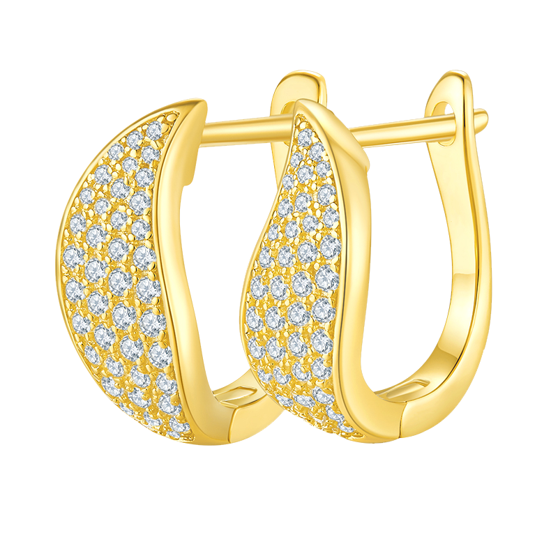 Crescent Round Lab-Grown Diamond Hoop Earrings