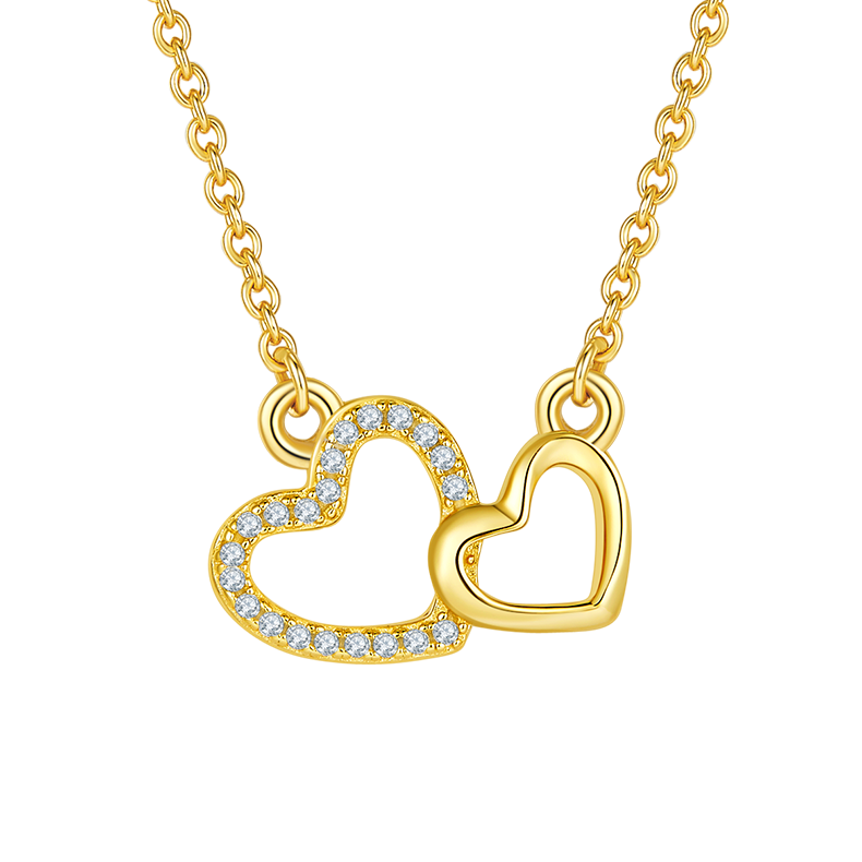 Diamond Double Heart Pendant Necklace-Love Series 5