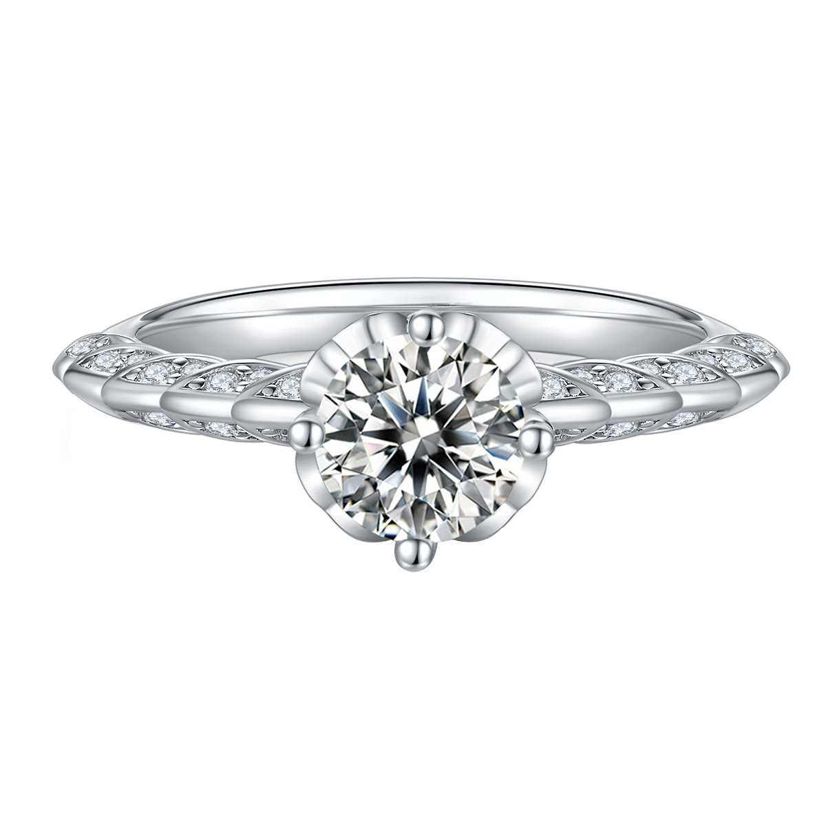 Flower Language Round Lab-Grown Diamond Vintage Style Engagement Ring (1.44 ct. tw.)