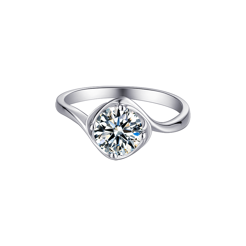 Flower Round Lab-Grown Diamond Solitaire Ring