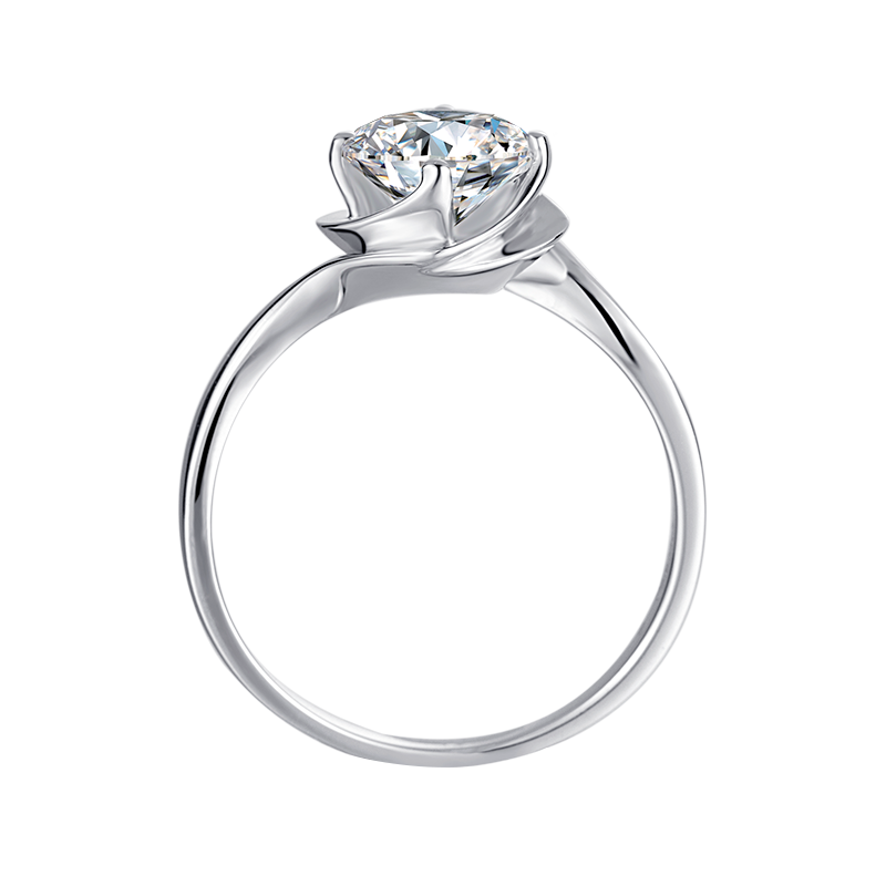 Flower Round Lab-Grown Diamond Solitaire Ring