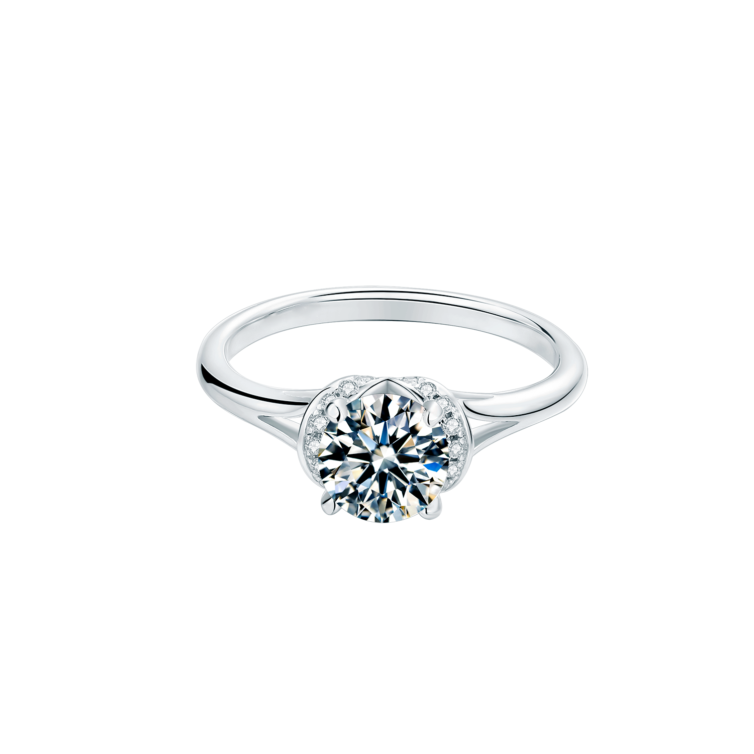 Four-Prong Round Lab-Grown Diamond Halo Ring