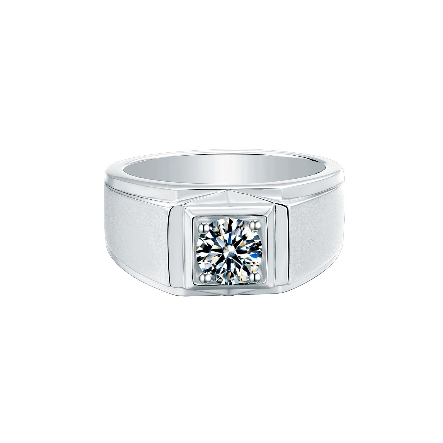 Four Prong Men's Round Lab-Grown Diamond Solitaire Ring