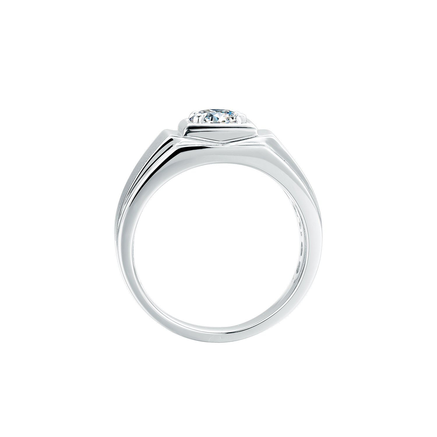 Four Prong Men's Round Lab-Grown Diamond Solitaire Ring