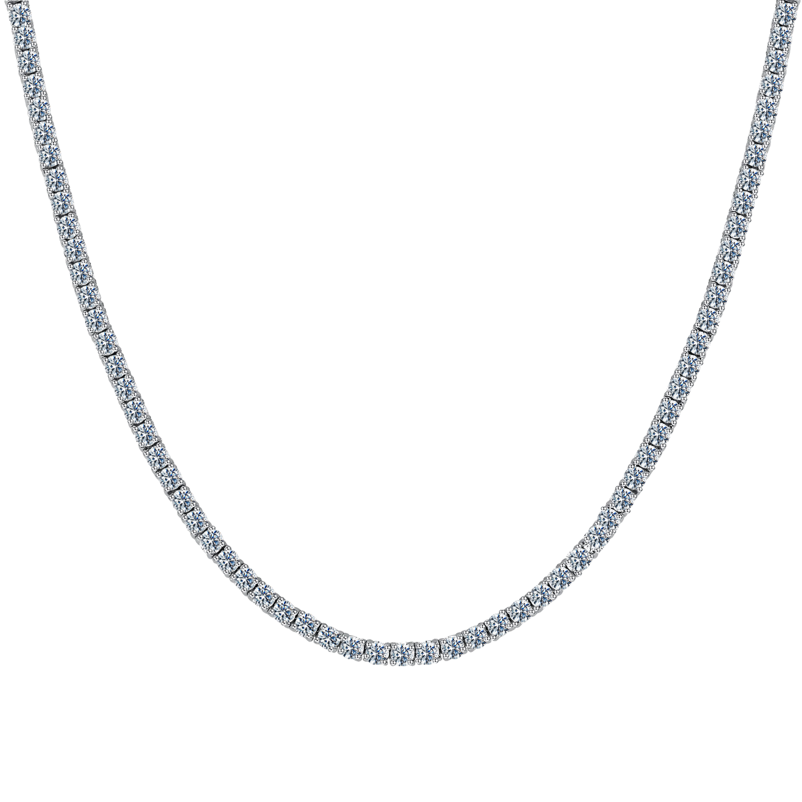 Round Lab-Grown Diamond Tennis Necklace