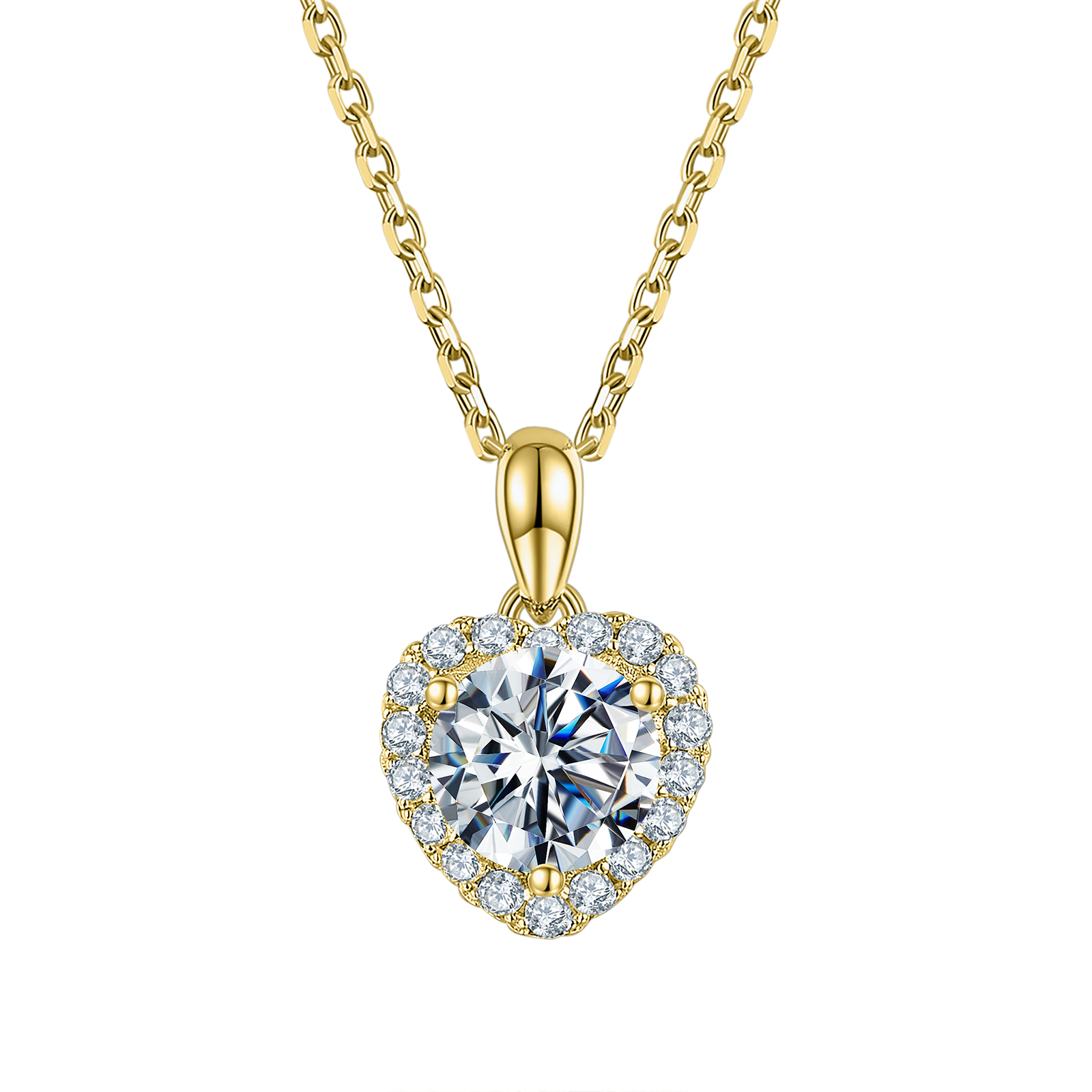 Heart Lab Grown Diamond 14K Gold Halo Pendant Necklace