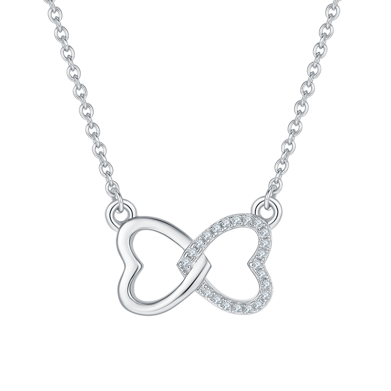 Heart Shape Bow Pendant Diamond Necklace -Love Series 11