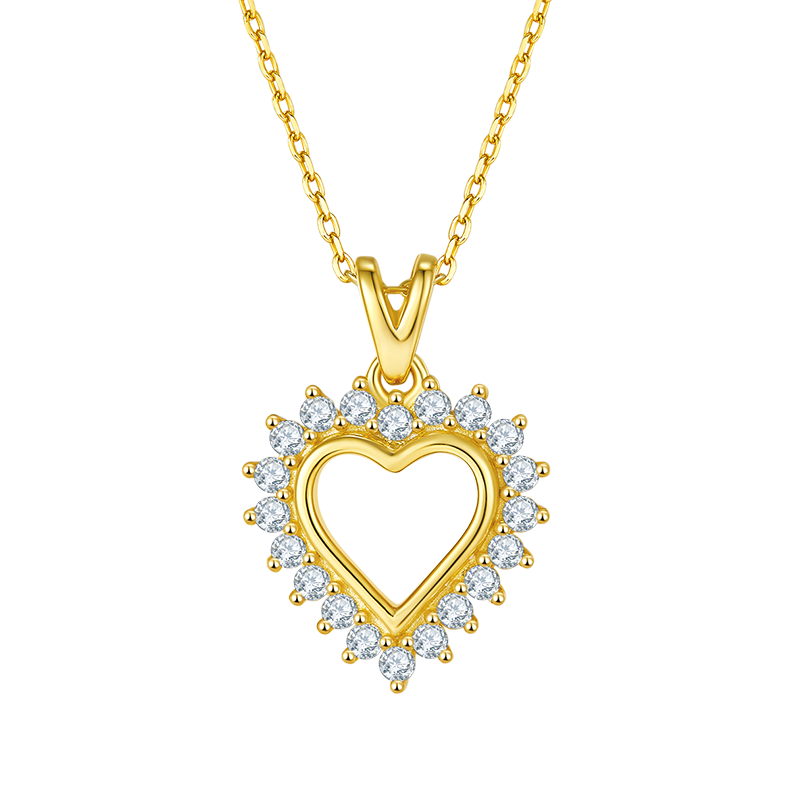 Heart Shape Halo Pendant Diamond Necklace-Love Series 6