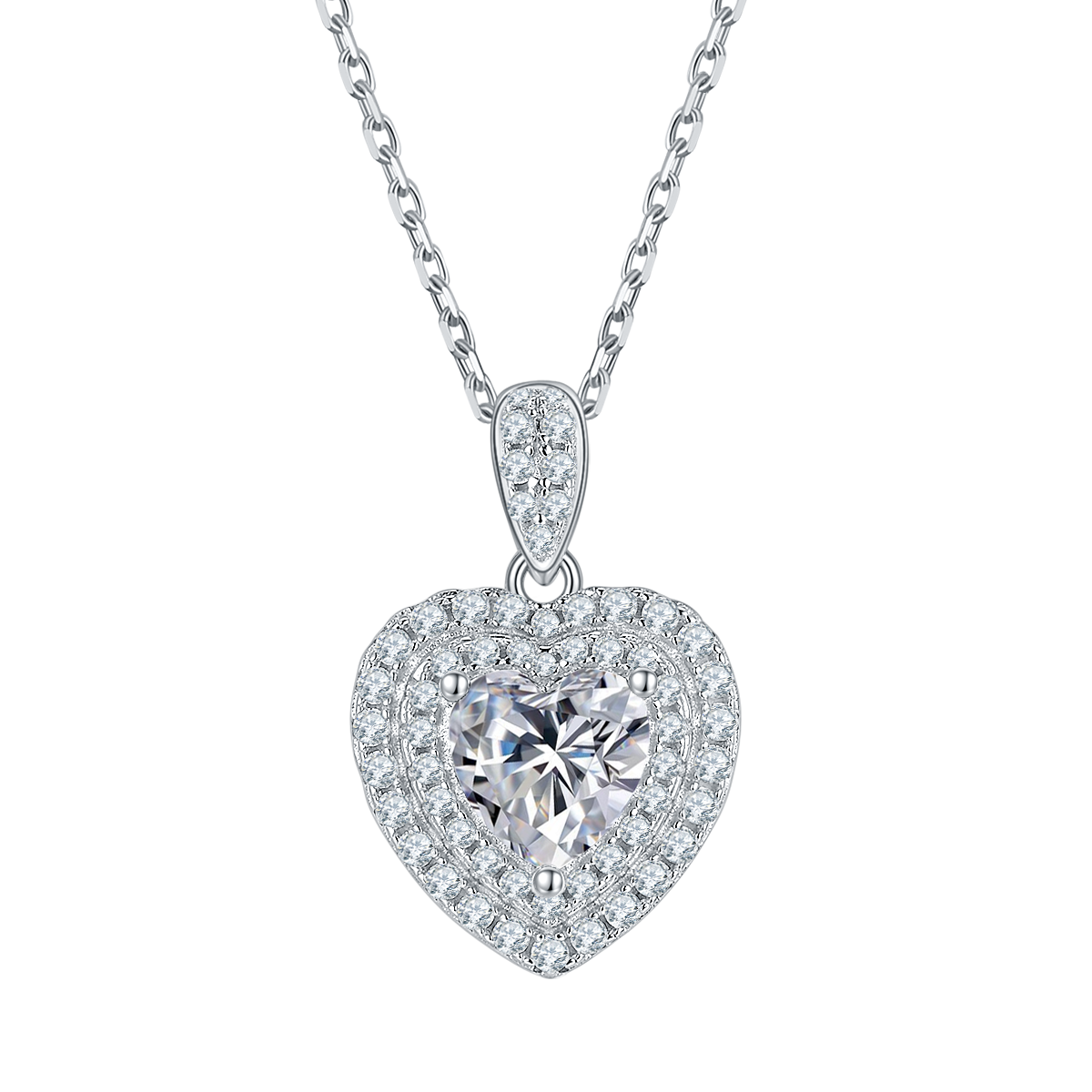 Heart Shape Lab-Grown Diamond Double Halo Necklace