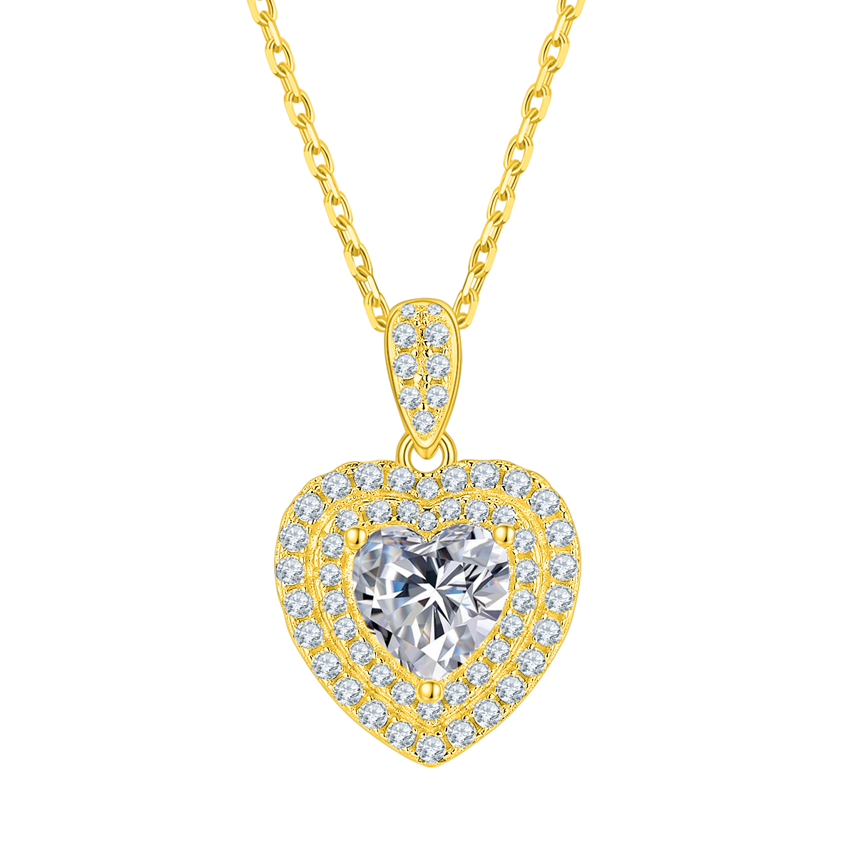 Heart Shape Lab-Grown Diamond Double Halo Necklace