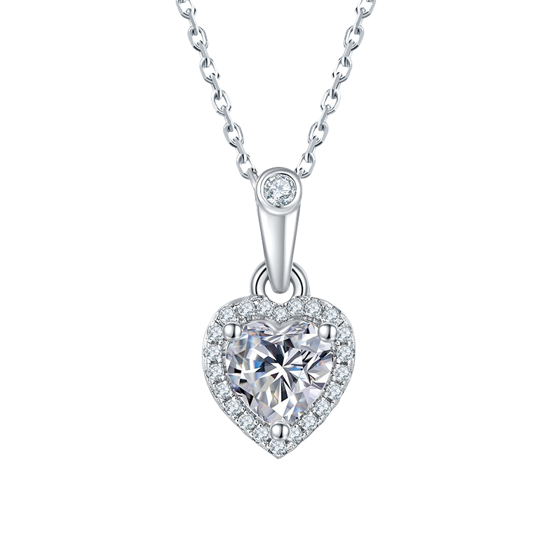 Heart Shape Lab Grown Diamond Halo Necklace