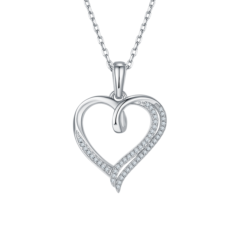 Heart Shape Pendant Diamond Necklace-Love Series 12