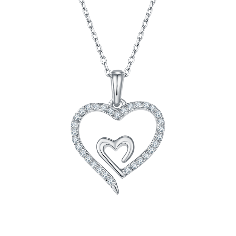 Heart Shape Pendant Diamond Necklace-Love Series 7