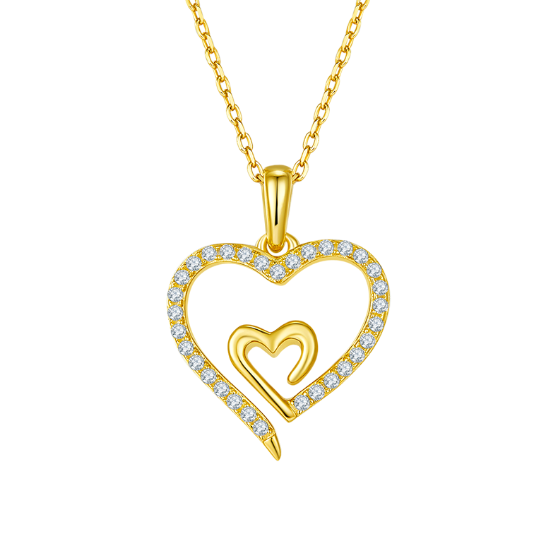 Heart Shape Pendant Diamond Necklace-Love Series 7