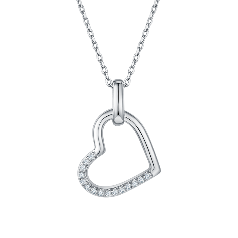 Heart Shape Pendant Diamond Necklace-Love Series 8