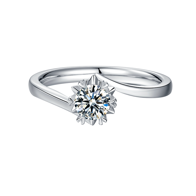 Heart Shape Six Prong Round Lab Grown Diamond Solitaire Engagement Ring