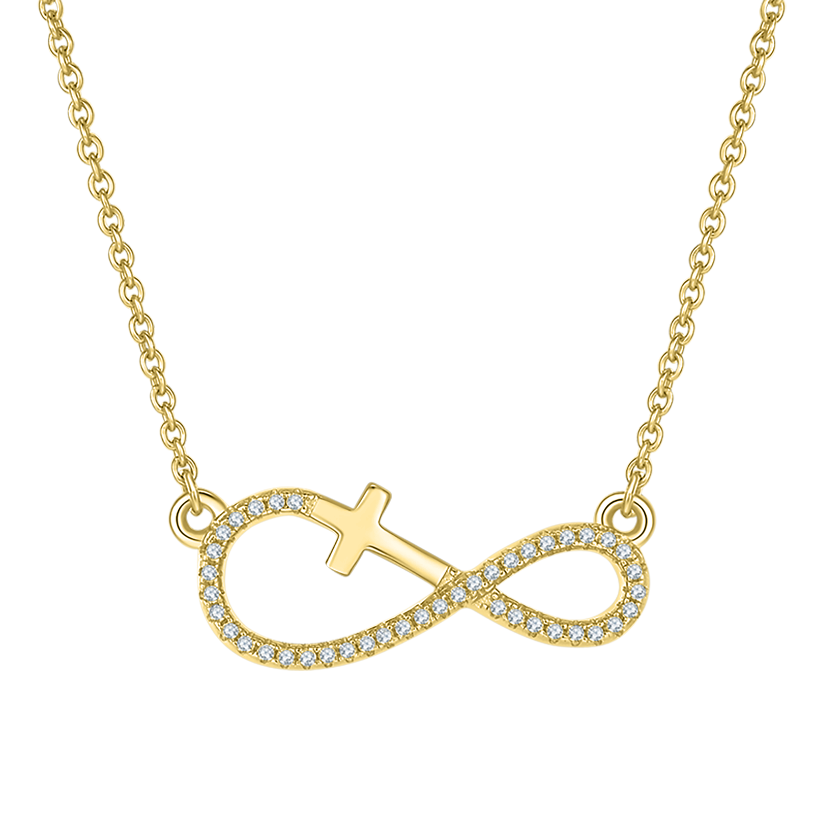 Infinity Cross Lab Grown Diamond 14K Gold Pendant Necklace