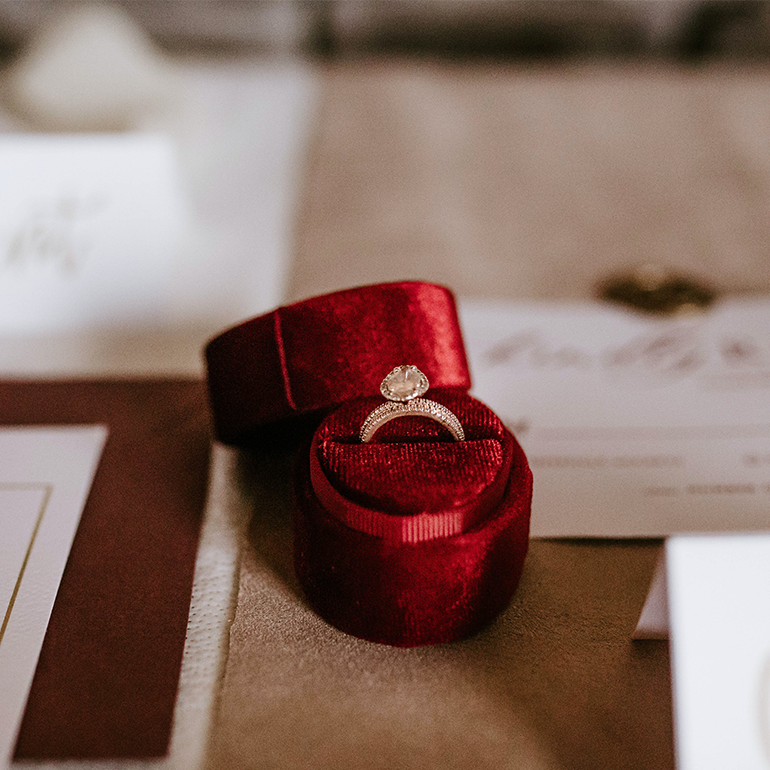 Diamond ring in exquisite jewelry box