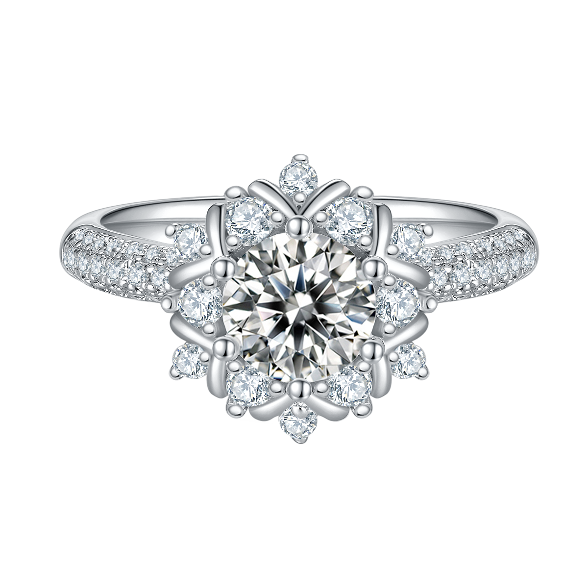 Iris Motif Round Lab-Grown Diamond Vintage Style Engagement Ring (1.6 Ct. Tw.)