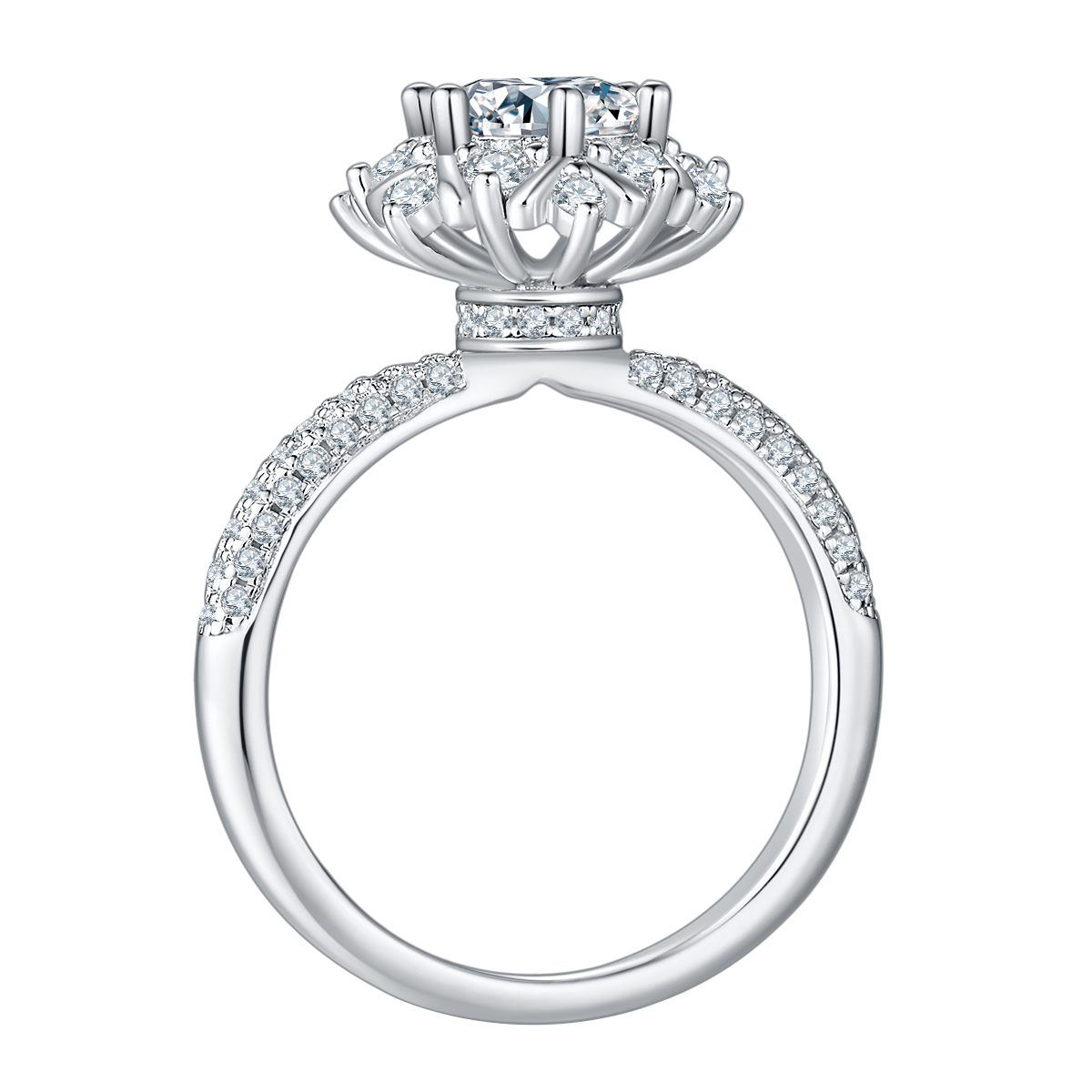 Iris Motif Round Lab-Grown Diamond Vintage Style Engagement Ring (1.6 Ct. Tw.)