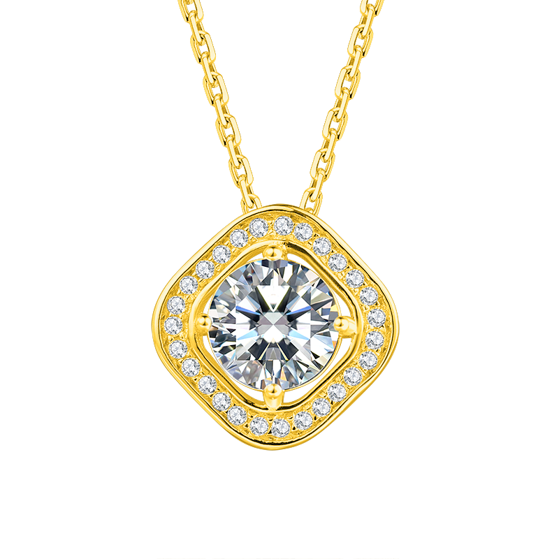 Lab-Grown Diamond Halo Pendant Necklace