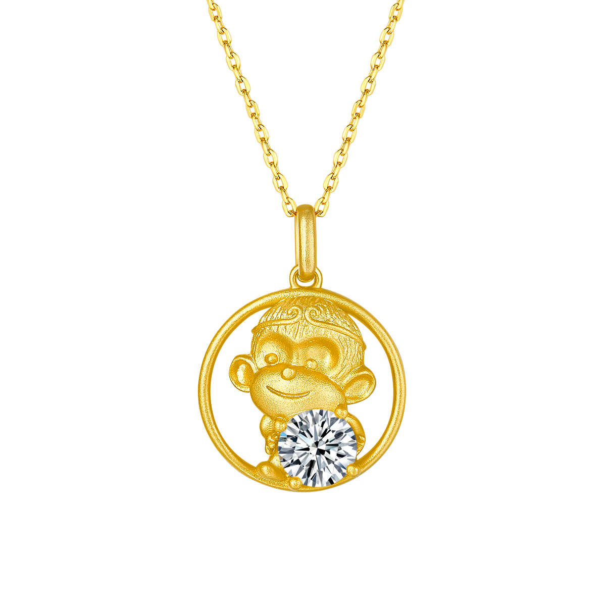 Lab Grown Diamond Monkey Pendant Necklace