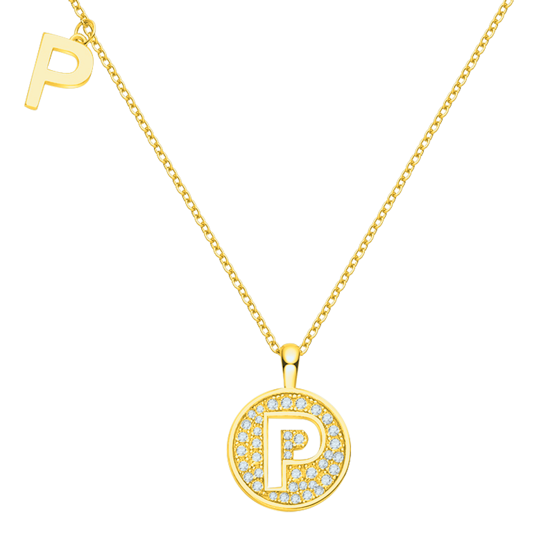 Letter P Diamond Pendant Necklace