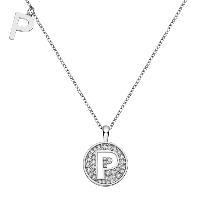 Letter P Diamond Pendant Necklace