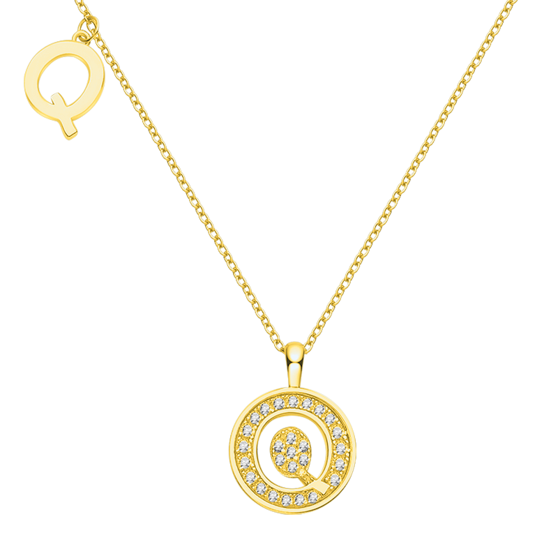 Letter Q Diamond Pendant Necklace