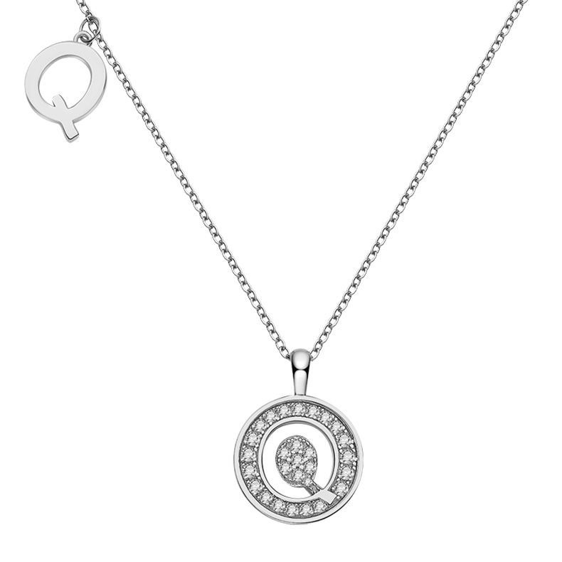 Letter Q Diamond Pendant Necklace