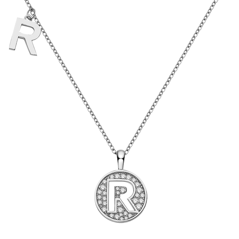 Letter R Diamond Pendant Necklace