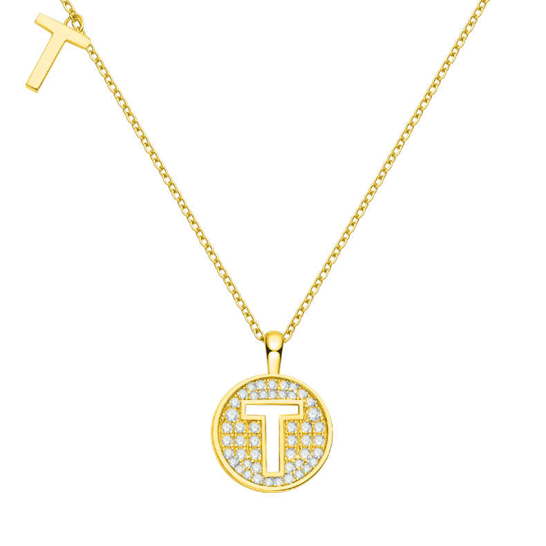 Letter T Diamond Pendant Necklace