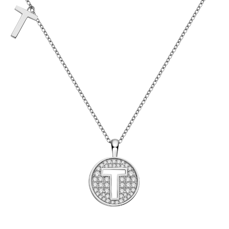 Letter T Diamond Pendant Necklace