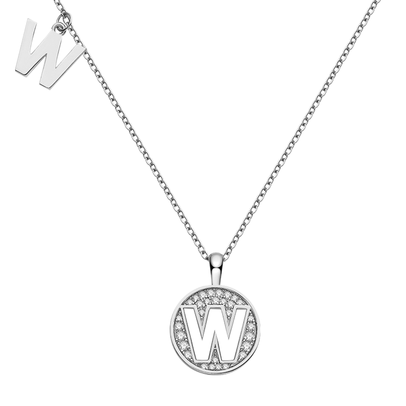 Letter W Diamond Pendant Necklace