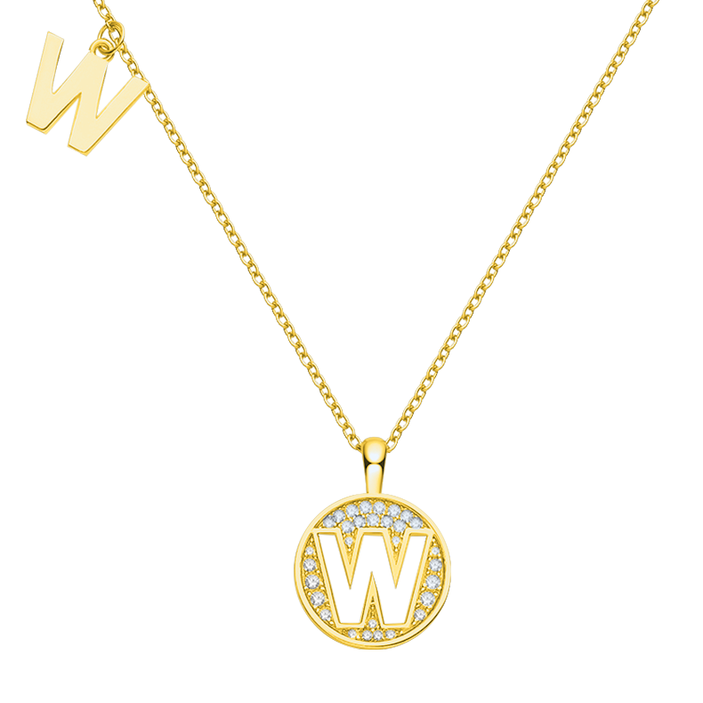 Letter W Diamond Pendant Necklace