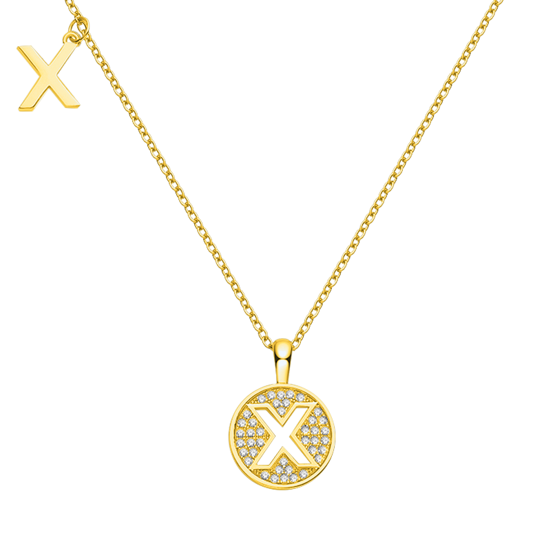 Letter X Diamond Pendant Necklace