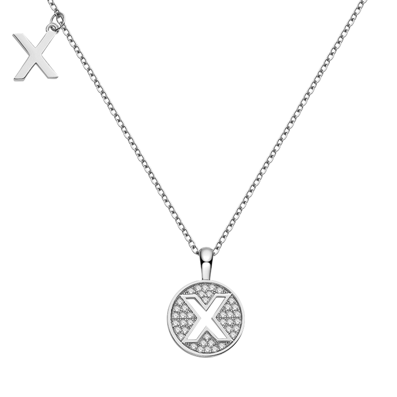 Letter X Diamond Pendant Necklace