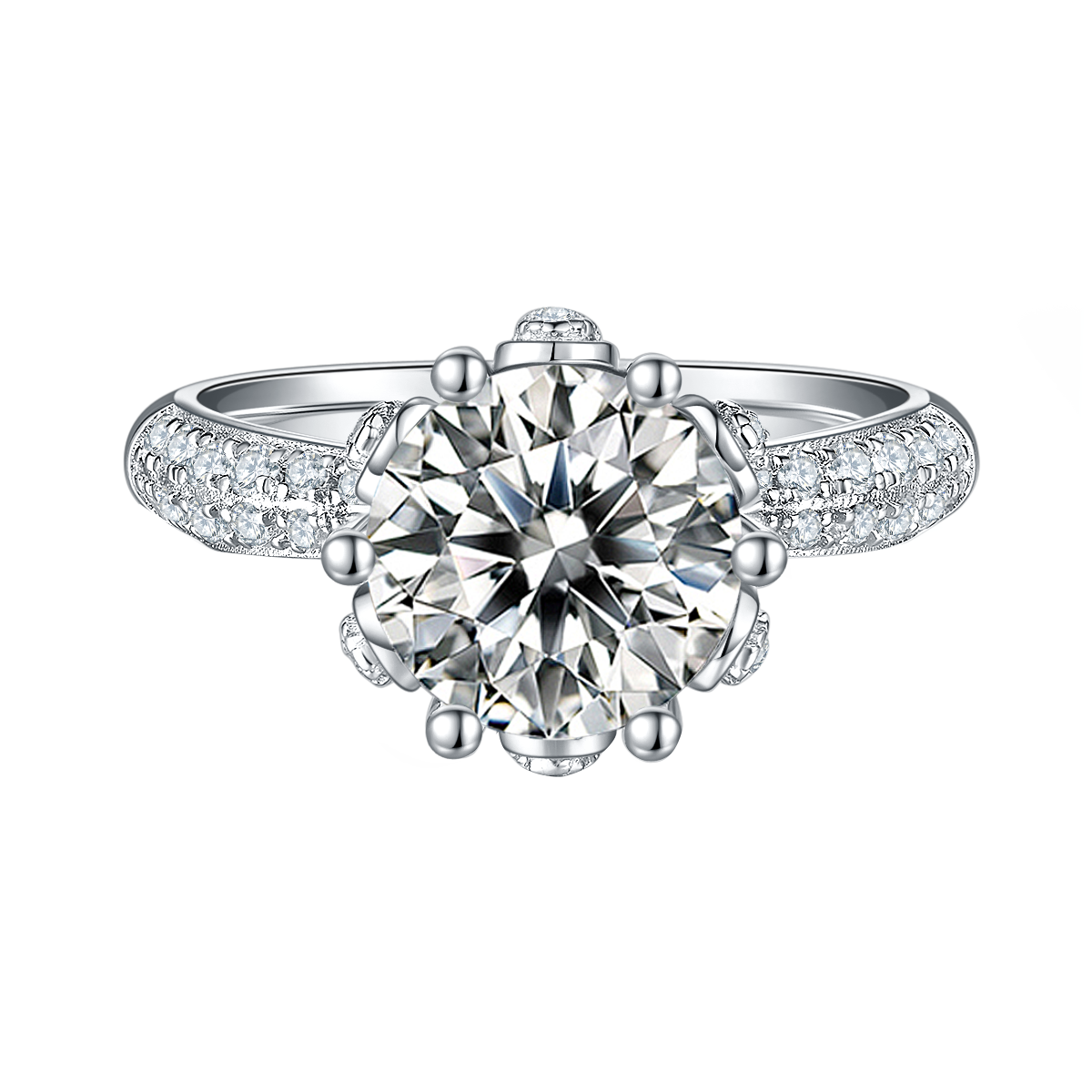 Luxury Flora Round Lab-Grown Diamond Vintage Style Engagement Ring