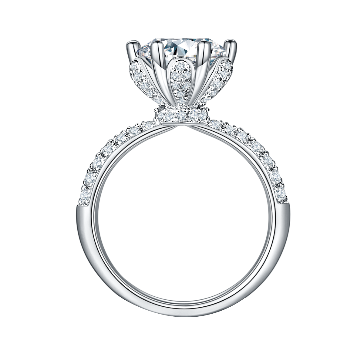 Luxury Flora Round Lab-Grown Diamond Vintage Style Engagement Ring