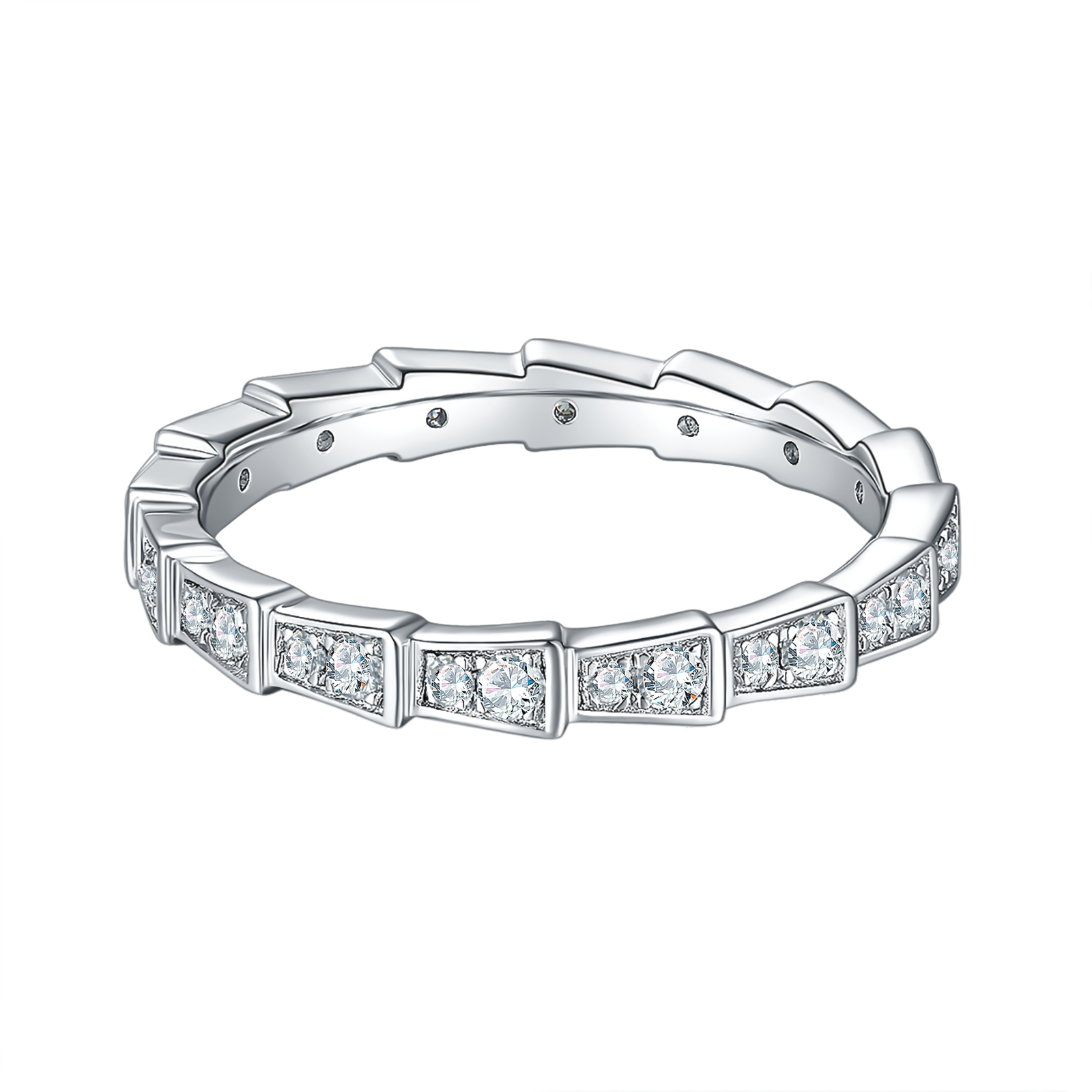 Mechanical Snake Round Lab Diamond Eternity Ring