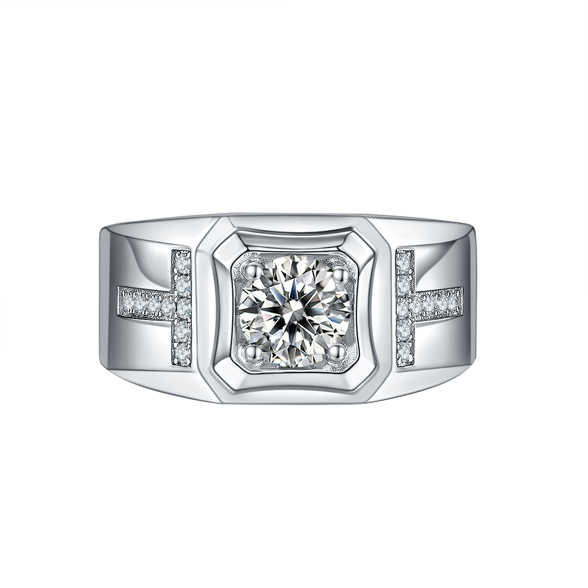 Men's Bezel Set Round Diamond Vintage Ring